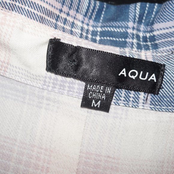 Bloomingdales Aqua Plaid Button Down Top - Picture 4 of 7